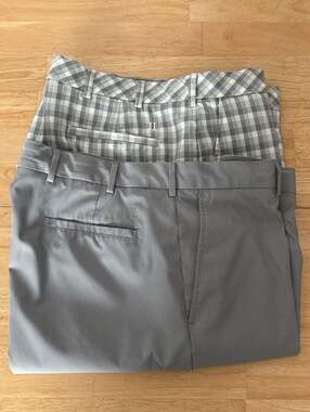 Lot of 2 Nicklaus Men's Performance Golf Pants 1 Gray and 1 Plaid